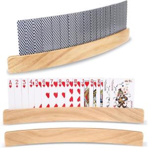 2 Pièces Porte-Cartes à Jouer en Bois, Porte-Cartes à Jouer, Porte-Cartes en Bois de 33 cm, Mains Libres Support de Poker Mains Libres pour Enfants, Personnes âgées
