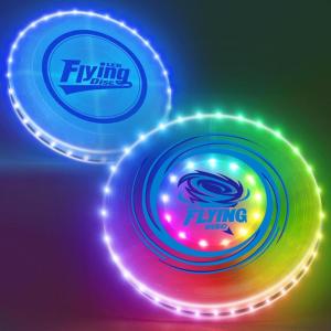 2 Pack Disques Volants pour Enfants, 45 LEDs, 14 Modes d&rsquo;éclairage, Rechargeable Anneau Volant pour la Plage, Camping d&rsquo;été, Jouets Cadeau pour Adolescents garçons Filles(25 5 cm blanc + 20 cm blanc)