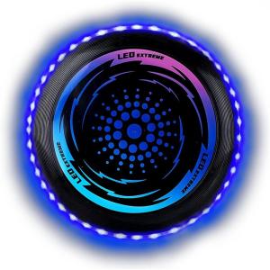 Disque Volant Lumineux Coloré,Ultimate Frisbeeavec 49 Lumières LED,Ultimate Frisbee Ring,Disques Volants Souples pour AdultesCompétition Funsport Pour Adultes,Enfants Plage Pelouse ExtéRieur.(Bleu)