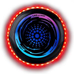 Disque Volant Lumineux Coloré,Ultimate Frisbeeavec 49 Lumières LED,Ultimate Frisbee Ring,Disques Volants Souples pour AdultesCompétition Funsport Pour Adultes,Enfants Plage Pelouse ExtéRieur.(Rouge)