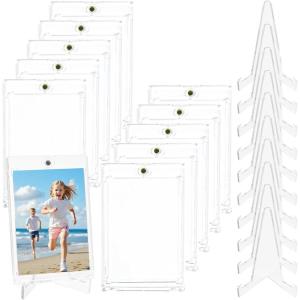 10 Pcs Porte Carte à Collectionner avec Support de Présentoir, Protège Carte Magnétique en Plastique, Protection Cartes Collection Transparent, Étui Pour Cartes à Jouer, pour Exposition Images
