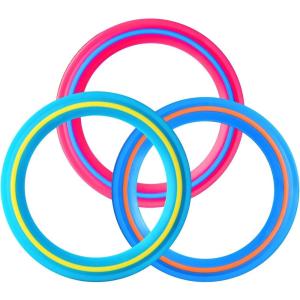 3 pièces Anneaux de Flying Ring, disque plage, jouet exterieur enfant, jeux plein air Jouet,non toxique rubber ronde frisbee,Approprié Jeux Plein Air Enfants et Adultes（Bleu, rose et turquoise)25 cm
