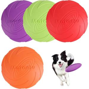 4 Pièces Frisbees pour Chien, Disque Volant en Caoutchouc, Jouet Chien Frisbee pour la Terre et l&rsquo;eau, l&rsquo;entraînement des Chiens, Lancer, Attraper et Jouer (Orange, Rouge, Vert, Violet)