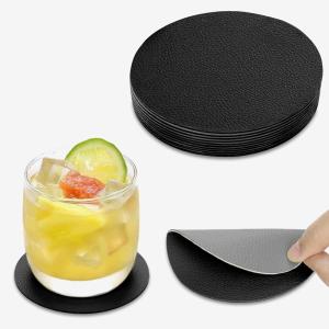 15PCS Dessous de Verre, Set de Coaster Antidérapant Double Face, 10cm Dessous de Tasse Anti-Tâches, Anti-Dérapantspour Tasses, Vases (Rond, Noir Gris)(Noir Gris)