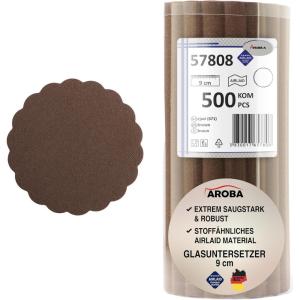 Airlaid Lot de 500 dessous de verre ronds pour verres de 9 cm de diamètre Aspect tissu Blanc(Marron)