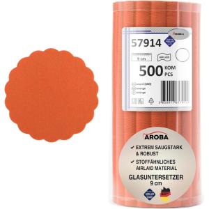 Airlaid Lot de 500 dessous de verre ronds pour verres de 9 cm de diamètre Aspect tissu Blanc(Orange)