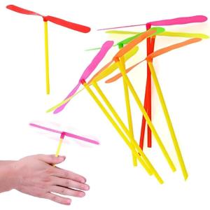 10 pièces Disque Volant à Spinner de Jouets, hélice des Jouets pour Les Enfants Boomerangs,Libellule en bambou en plastique（couleur aléatoire）