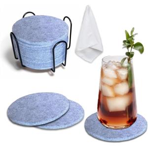 12 Pièces Dessous de Verre Feutre Rond, 10 cm X 5 mm Dessous de Plat en Verre Réutilisables et Absorbants pour la Maison Bureau Bar, Restaurants et sous Tasse pour Tasses, Bouteilles, Bols (Gris)