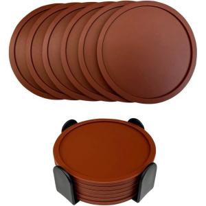 6 pièces de sous-verres en silicone, sous-verres pour tasse de boissons, coussin en verre résistant à la chaleur, sous-verres à café pour table, bureau, cuisine, bureau (Marron)(Marron)