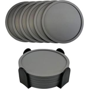 6 pièces de sous-verres en silicone, sous-verres pour tasse de boissons, coussin en verre résistant à la chaleur, sous-verres à café pour table, bureau, cuisine, bureau (Marron)(Gris)