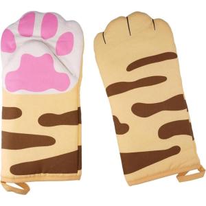 1 Paire Gants de Cuisine Mignon Patte, Gant de Cuisine Anti Chaleur Jusqu&rsquo;à 250°C, Gants Four Anti Chaleur Four Doublure en Coton Motif Chat pour la Cuisson Le Barbecue la Pâtisserie
